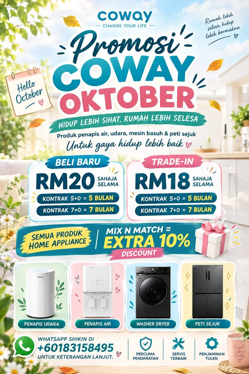 Poster Promosi Coway Oktober 2026 untuk 3 model paling laris